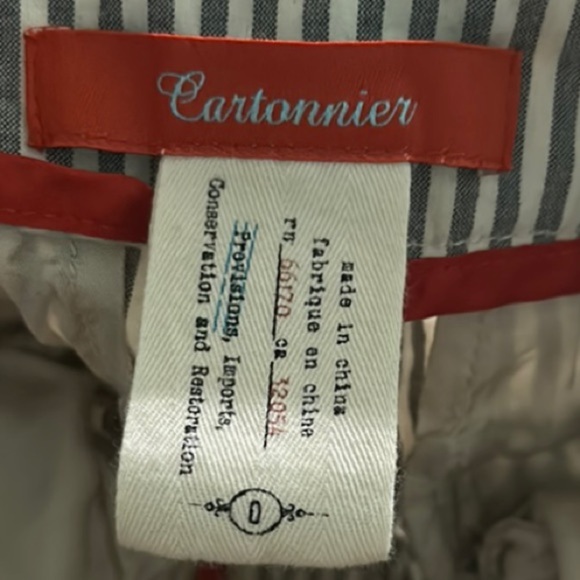 Anthropologie Cartonnier striped embroidered cropped pant 0 - Picture 11 of 13